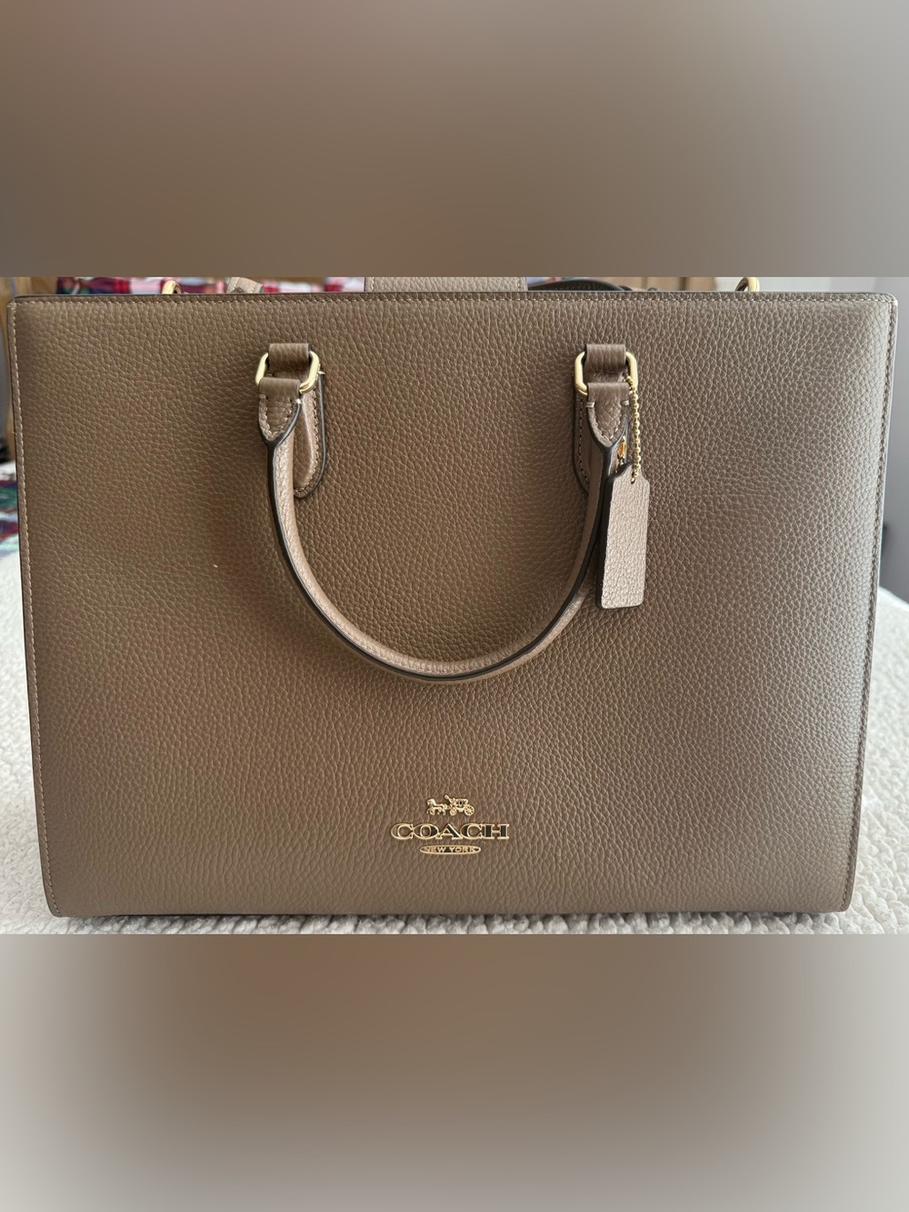 Coach Maggie tote  Leather Structured Satchel with Gold Hardware
